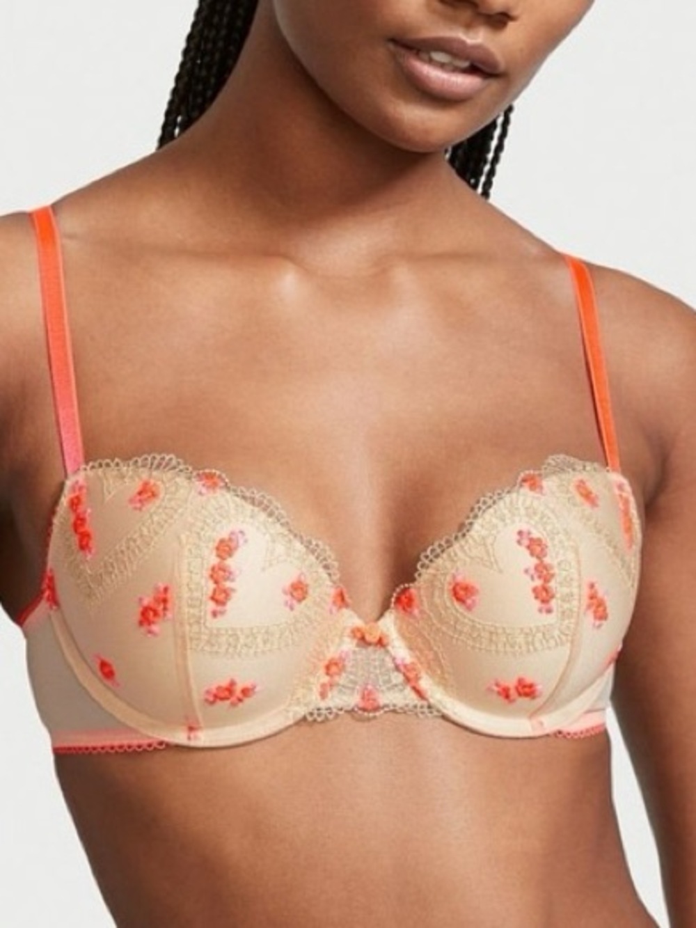 VS Dream Angels Demi Bra Embroidered with Coral Accents